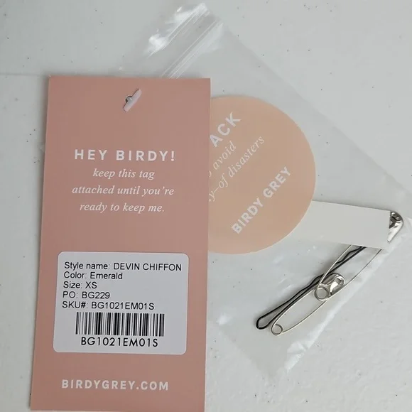 Birdy Grey Devin Chiffon Bridesmaid Gown Floor Length In Emerald NWT XS - Picture 5 of 12